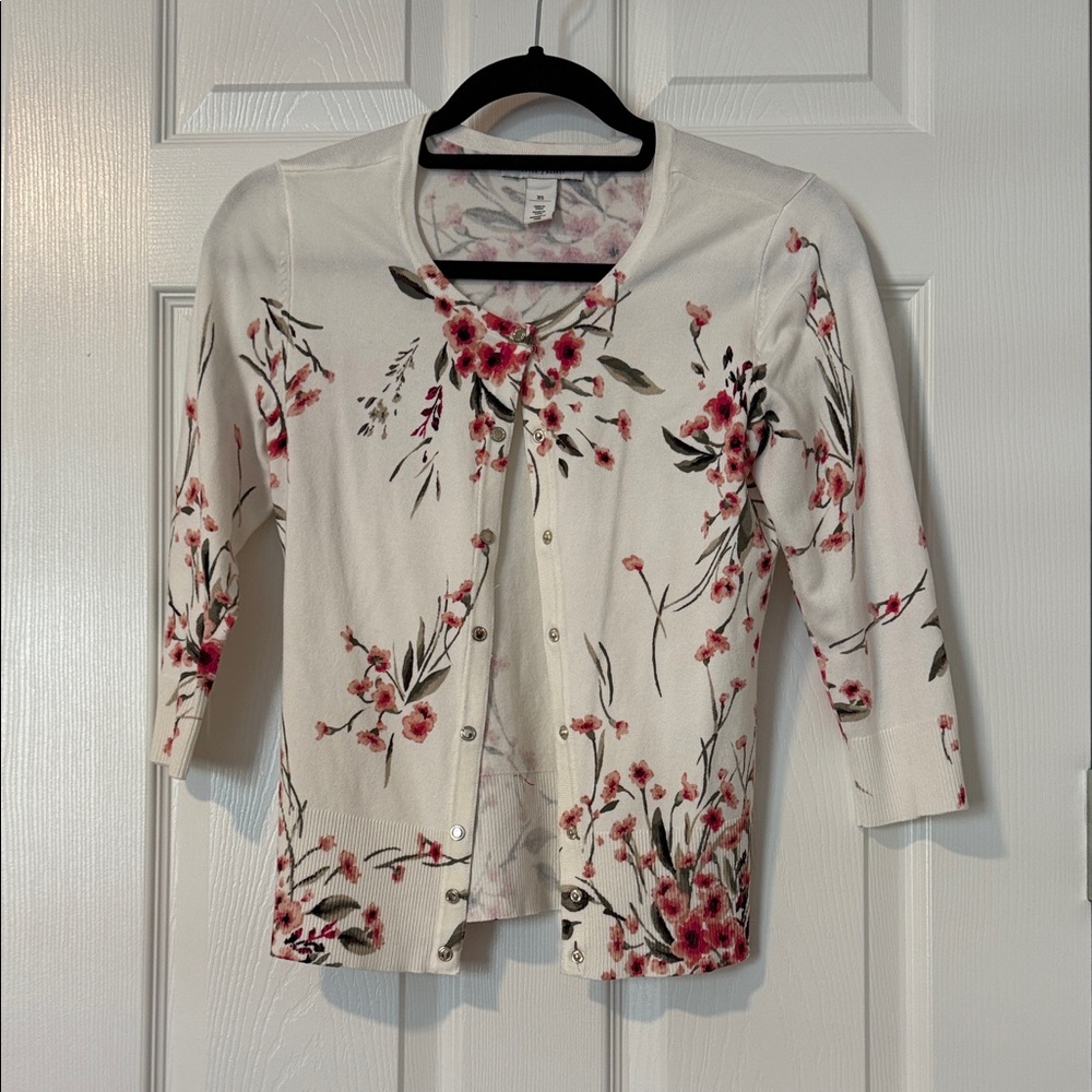 WHBM Floral Button-Up Cardigan
